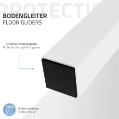 4er Set Tischbeine schräg H42 cm Weiß glänzend aus pulverbeschichtetem Stahl eckig Profil 4x4 cm I-Form 96° Neigung ML-Design
