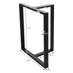 2er Set Tischgestell B60xH72 cm in T-Form Metall Schwarz ML-Design