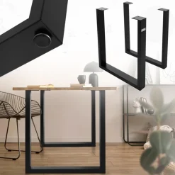 2er Set Tischgestell B70xH74 cm in U-Form Metall Schwarz ML-Design