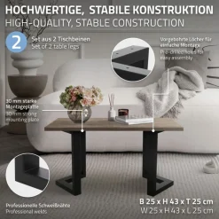 2er Set Tischkufen Bankkufen ARROW B25xH43 cm V-Form Metall Schwarz ML-Design