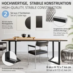 2er Set Tischkufen Bankkufen ARROW B44xH72 cm V-Form Metall Schwarz ML-Design