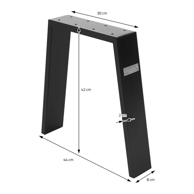2er Set Tischkufen Bankkufen Loft 44x42 cm Schwarz Profil 8x2 cm Stahl U-Form ML-Design