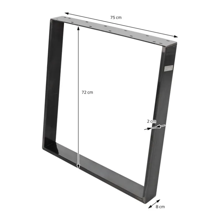 2er Set Tischkufen 80GRAD Neigung 75x72 cm Industrial Profil 8x2 cm Stahl ML-Design