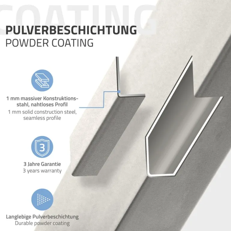 2er Set Tischkufen 80GRAD Neigung 75x72 cm Silber Profil 8x2 cm Stahl ML-Design
