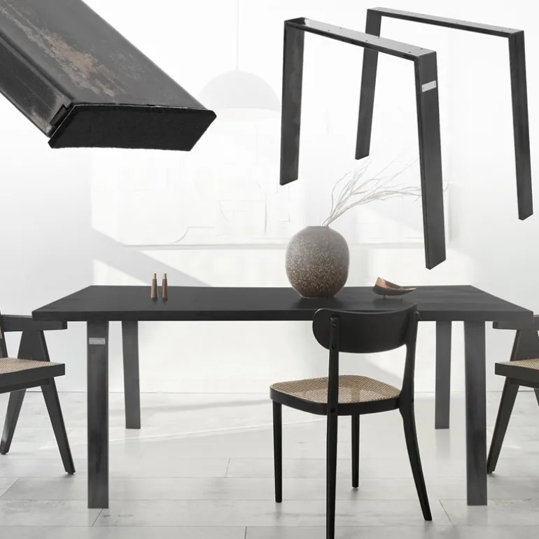 2er Set Tischkufen Loft 90x72 cm Profil 8x2 cm Stahl U-Form ML-Design