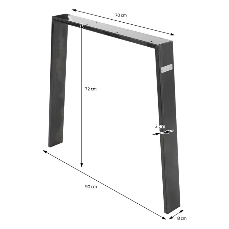 2er Set Tischkufen Loft 90x72 cm Profil 8x2 cm Stahl U-Form ML-Design