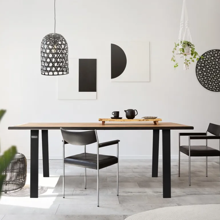 2er Set Tischkufen Loft 75x72 cm Schwarz Profil 8x2 cm aus Stahl U-Form ML-Design
