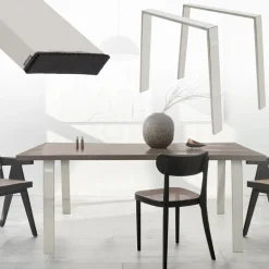2er Set Tischkufen Loft 90x72 cm Silber Profil 8x2 cm Stahl U-Form ML-Design