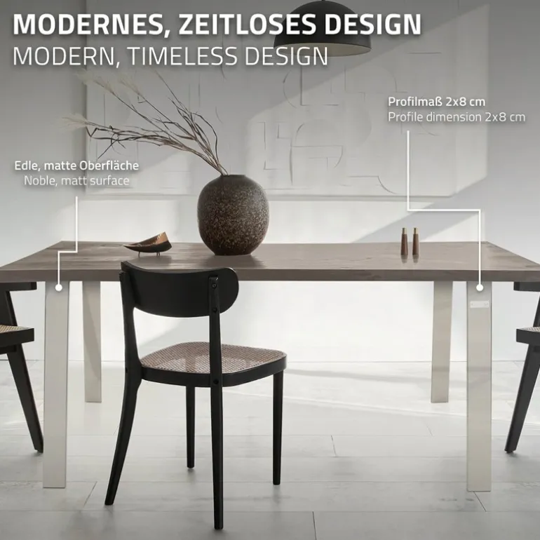 2er Set Tischkufen Loft 90x72 cm Silber Profil 8x2 cm Stahl U-Form ML-Design