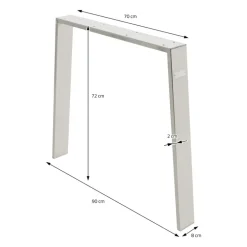 2er Set Tischkufen Loft 90x72 cm Silber Profil 8x2 cm Stahl U-Form ML-Design