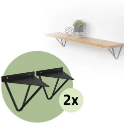 2er Set Wandkonsole Regalhalterung 2er Set 160 x 155 x 170 mm Schwarz aus Stahl ML-Design