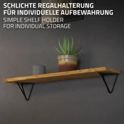 2er Set Wandkonsole Regalhalterung 2er Set 160 x 155 x 170 mm Schwarz aus Stahl ML-Design