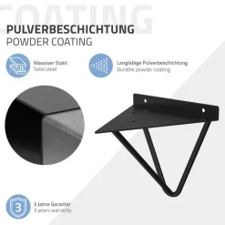 2er Set Wandkonsole Regalhalterung 2er Set 160 x 155 x 170 mm Schwarz aus Stahl ML-Design