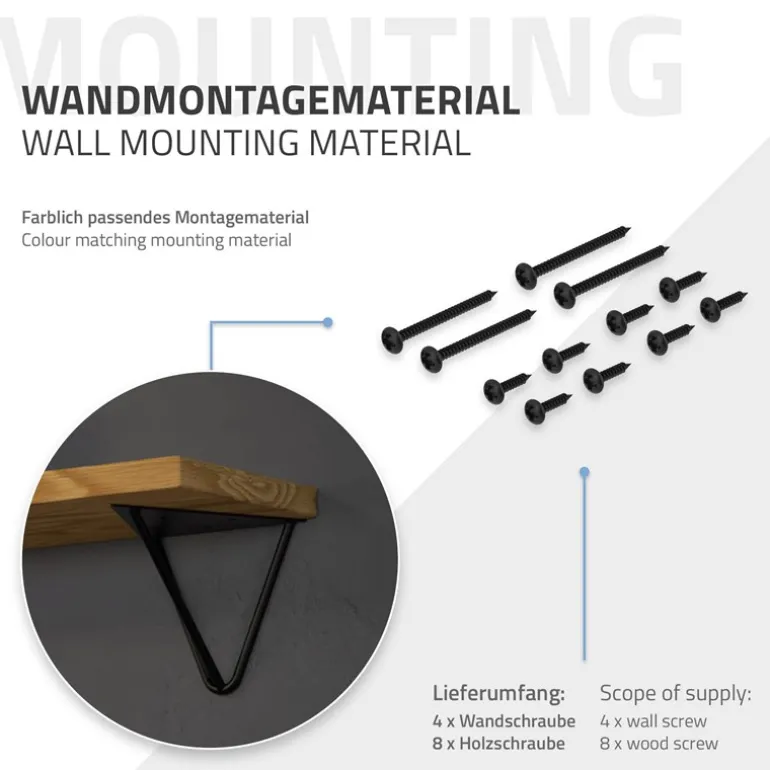 2er Set Wandkonsole Regalhalterung 2er Set 160 x 155 x 170 mm Schwarz aus Stahl ML-Design