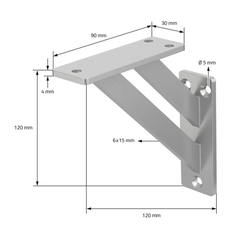 2er Set Wandkonsole Regalhalterung 2x 120 x 120 mm Silber aus Aluminium ML-Design