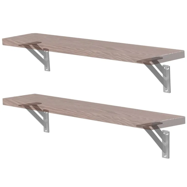 2er Set Wandkonsole Regalhalterung 2x 120 x 120 mm Silber aus Aluminium ML-Design