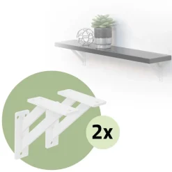 2er Set Wandkonsole Regalhalterung 2x 120 x 120 mm Weiß aus Aluminium ML-Design