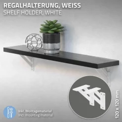 2er Set Wandkonsole Regalhalterung 2x 120 x 120 mm Weiß aus Aluminium ML-Design