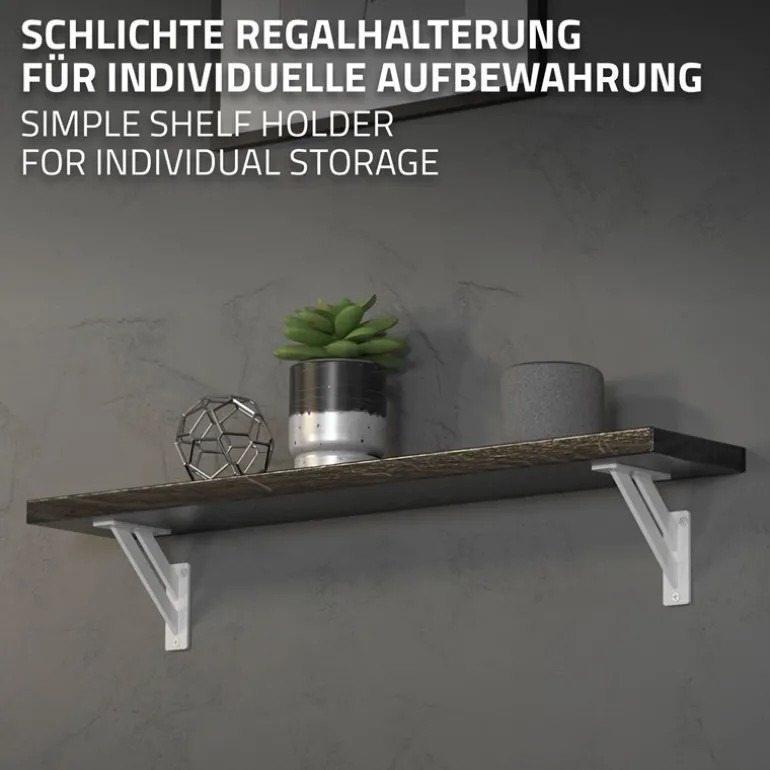 2er Set Wandkonsole Regalhalterung 2x 120 x 120 mm Weiß aus Aluminium ML-Design