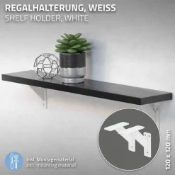 2er Set Wandkonsole Regalhalterung 2x 120 x 120 mm Weiß aus Aluminium ML-Design