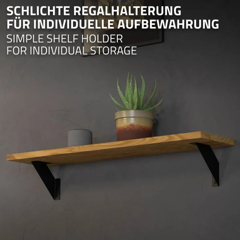 2er Set Wandkonsole Regalhalterung 2x 150 x 150 cm Schwarz aus Stahl ML-Design