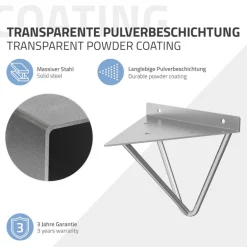 2er Set Wandkonsole Regalhalterung 2x 160 x 155 x 170 mm Grau aus Stahl ML-Design