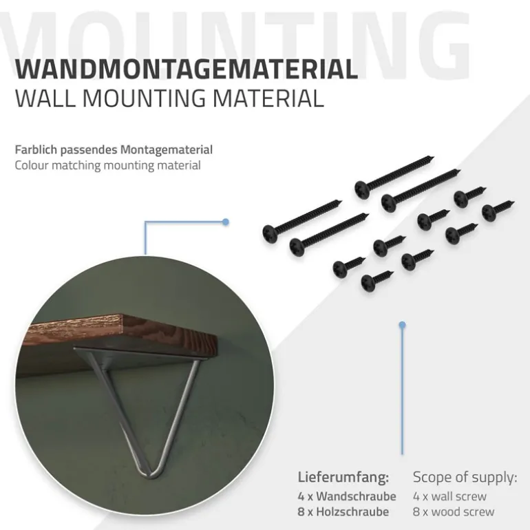 2er Set Wandkonsole Regalhalterung 2x 160 x 155 x 170 mm Grau aus Stahl ML-Design