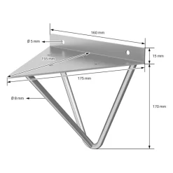 2er Set Wandkonsole Regalhalterung 2x 160 x 155 x 170 mm Grau aus Stahl ML-Design