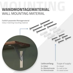 2er Set Wandkonsole Regalhalterung 2x 180 x 180 mm Silber aus Aluminium ML-Design