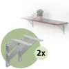 2er Set Wandkonsole Regalhalterung 2x 180 x 180 mm Silber aus Aluminium ML-Design