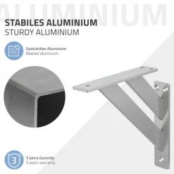 2er Set Wandkonsole Regalhalterung 2x 180 x 180 mm Silber aus Aluminium ML-Design