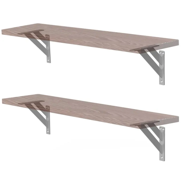 2er Set Wandkonsole Regalhalterung 2x 180 x 180 mm Silber aus Aluminium ML-Design