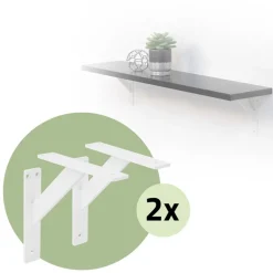 2er Set Wandkonsole Regalhalterung 2x 180 x 180 mm Weiß aus Aluminium ML-Design