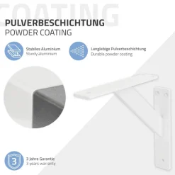 2er Set Wandkonsole Regalhalterung 2x 180 x 180 mm Weiß aus Aluminium ML-Design
