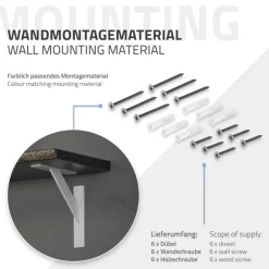 2er Set Wandkonsole Regalhalterung 2x 180 x 180 mm Weiß aus Aluminium ML-Design
