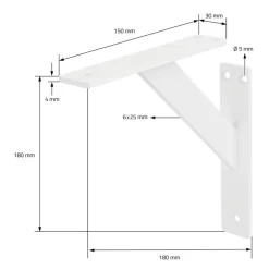 2er Set Wandkonsole Regalhalterung 2x 180 x 180 mm Weiß aus Aluminium ML-Design