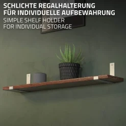 2er Set Wandkonsole Regalhalterung 2x 200 x 140 mm Grau Stahl ML-Design