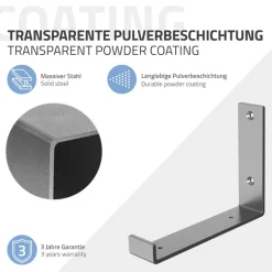 2er Set Wandkonsole Regalhalterung 2x 200 x 140 mm Grau Stahl ML-Design