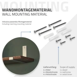 2er Set Wandkonsole Regalhalterung 2x 200 x 140 mm Grau Stahl ML-Design