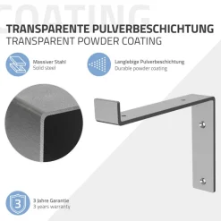 2er Set Wandkonsole Regalhalterung 2x 200 x 145 mm Grau aus Stahl ML-Design