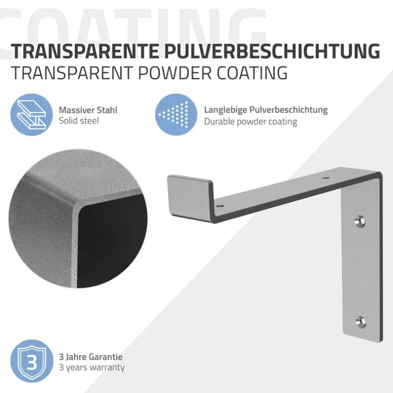 2er Set Wandkonsole Regalhalterung 2x 200 x 145 mm Grau aus Stahl ML-Design