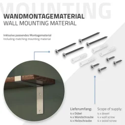 2er Set Wandkonsole Regalhalterung 2x 200 x 145 mm Grau aus Stahl ML-Design