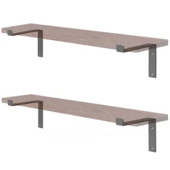 2er Set Wandkonsole Regalhalterung 2x 200 x 145 mm Grau aus Stahl ML-Design