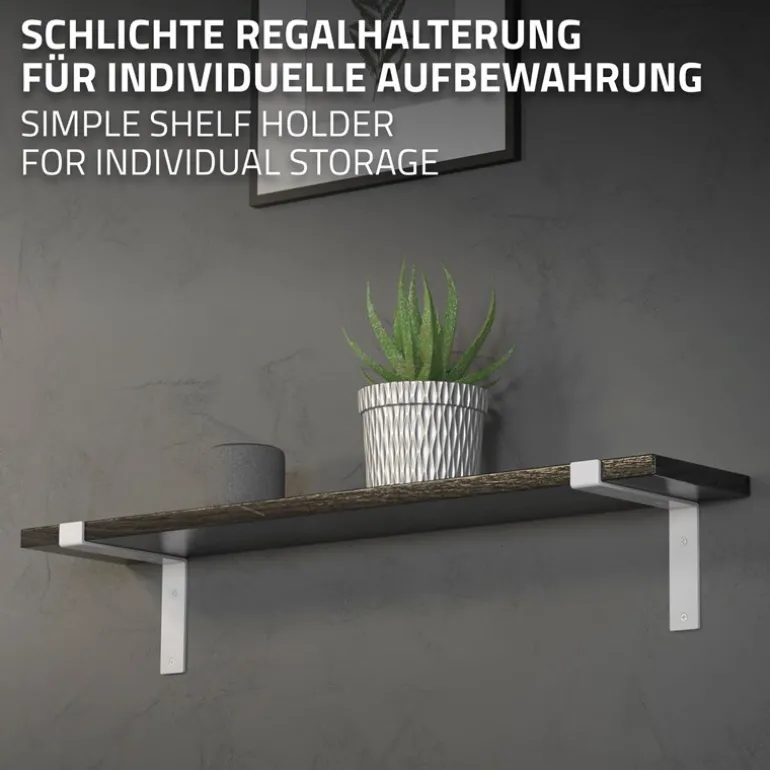 2er Set Wandkonsole Regalhalterung 2x 200 x 145 mm Weiß aus Stahl ML-Design