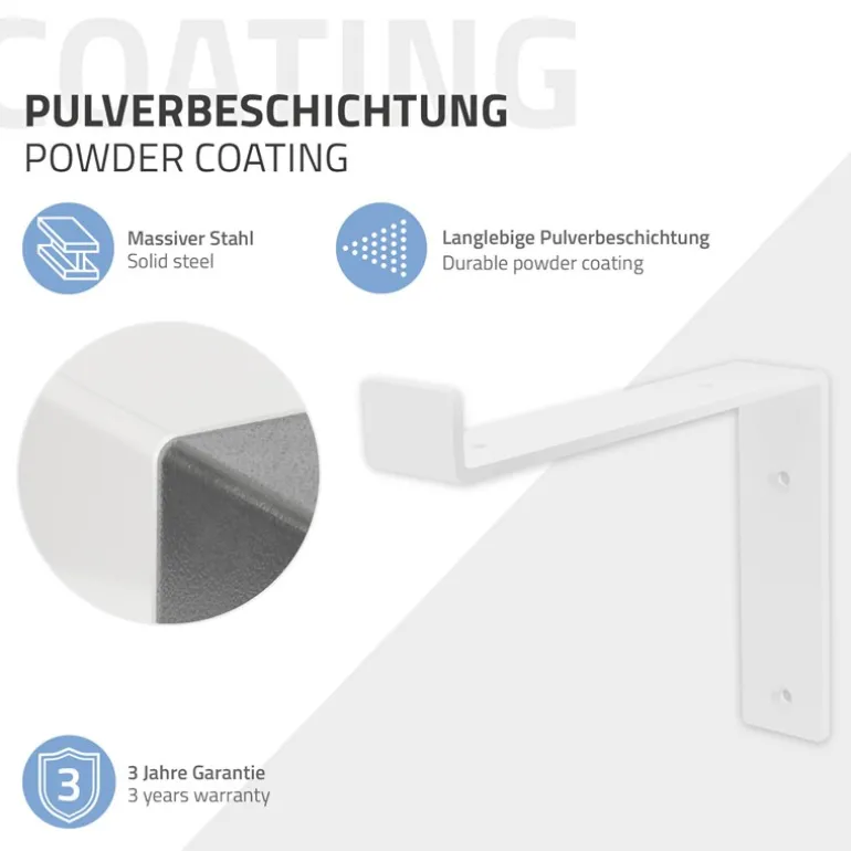 2er Set Wandkonsole Regalhalterung 2x 200 x 145 mm Weiß aus Stahl ML-Design