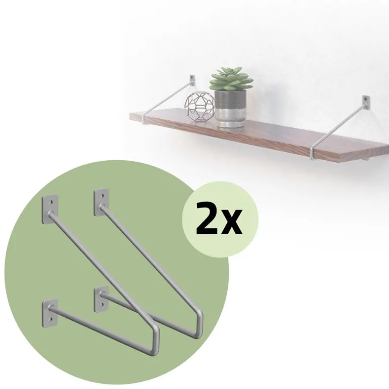 2er Set Wandkonsole Regalhalterung 2x 220 x 180 mm Grau aus Stahl ML-Design