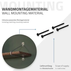 2er Set Wandkonsole Regalhalterung 2x 220 x 180 mm Grau aus Stahl ML-Design