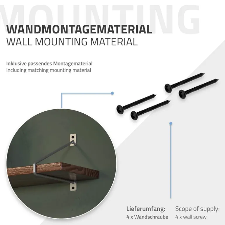 2er Set Wandkonsole Regalhalterung 2x 220 x 180 mm Grau aus Stahl ML-Design