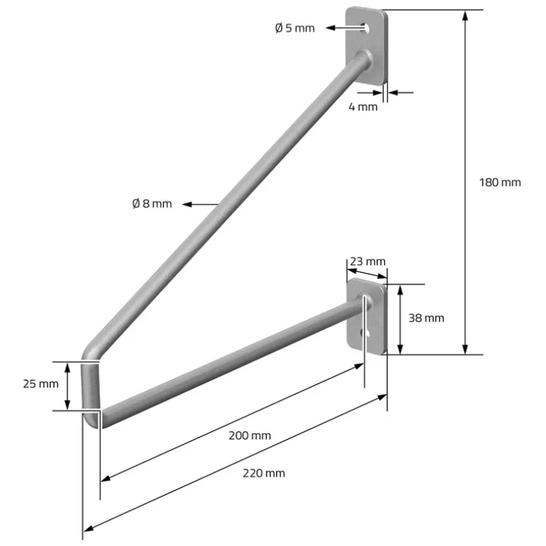 2er Set Wandkonsole Regalhalterung 2x 220 x 180 mm Grau aus Stahl ML-Design