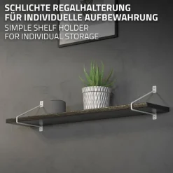 2er Set Wandkonsole Regalhalterung 2x 220 x 180 mm Weiß aus Stahl ML-Design